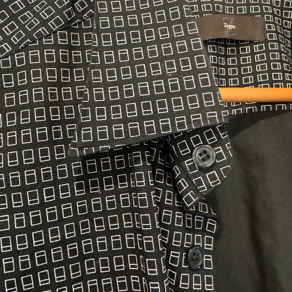 Z Zegna Men's Geometric Button Down Dress Shirt / 43 - Picture 8 of 11